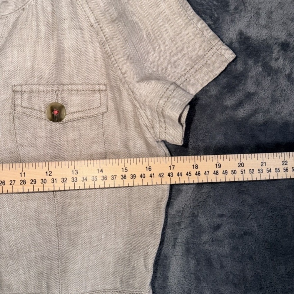 Boden Womens Linen Mini Dress US 6 Natural Short Sleeve Henley Pockets - Picture 5 of 6